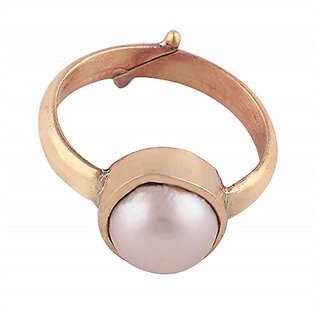                       Original Stone Pearl/Moti Ring 5.25 Ratti Natural Moti Gold Plated For Astrological Purpose By CEYLONMINE                                              