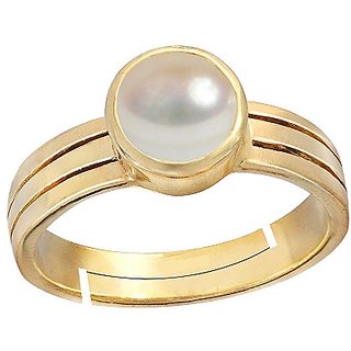                       6.25 Ratti Moti Ring Unhetaed  Untreated Stone Pearl Gold Plated Ring For Unisex By CEYLONMINE                                              