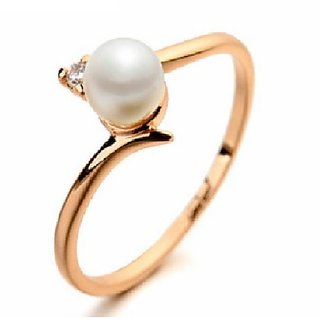                       Pearl/Moti  Stone Ring for Unisex Adjustable 4.25 CaratPearl gold Plated Ring By CEYLONMINE                                              