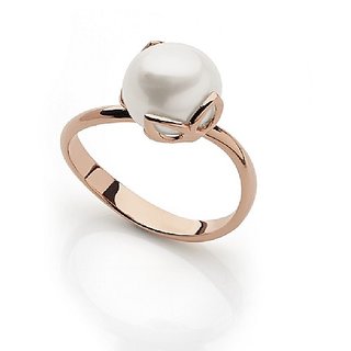                       Pearl/Moti  Stone Ring Lab Certified  Natural Stone Moti Ring Gold Plated For Astrological Purpose By CEYLONMINE                                              