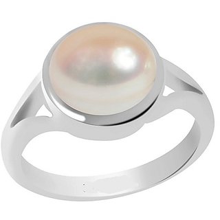                       100 original  Lab Certified Pearl Stone Silver Plated Ring Precious Stone Moti Silver Plated Ring By CEYLONMINE                                              