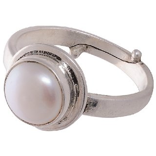                       CEYLONMINE- Natural  Original Pearl Silver Plated Ring Unheated  Untreated Stone Ring                                              