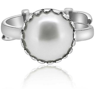                      Original Pearl Ring Lab Certified Stone Moti Ring Silver Plated For Astrological Purpose By CEYLONMINE                                              