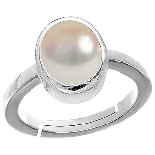                       100 original  Lab Certified Stone Pearl/Moti  Ring  Adjustable Silver Plated Ring By CEYLONMINE                                              