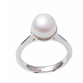                       Pearl Ring Original  Certified Gemstone Moti Silver Plated Ring By CEYLONMINE                                              