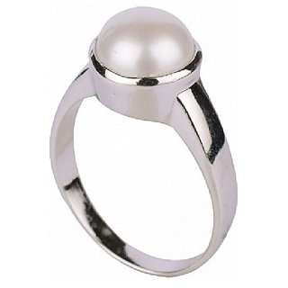                       Pearl Ring Original  Certified Gemstone Moti Silver Plated Ring By CEYLONMINE                                              