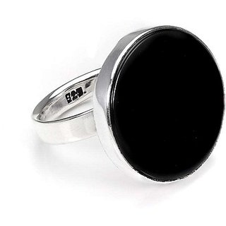                       Black Agate/Sulemani Hakik 7.25 Ratti Ring Silver Plated Original Lab Certified Stone Agate Ring By CEYLONMINE                                              