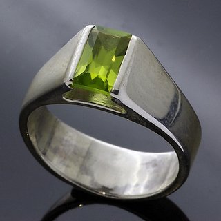                      Peridot 6.25 Carat stone Silver Plated Ring Original  Natural Stone Ring By CEYLONMINE                                              