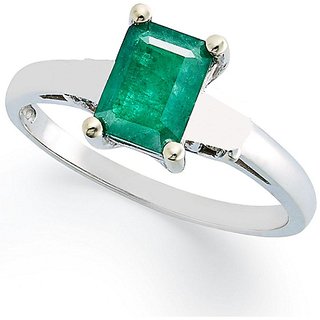                       Emerald/Panna Stone 7.25 Ratti Silver Plated Ring Unheated  Untreated Emerald Ring Stone By CEYLONMINE                                              