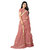 Anjaneya Sarees Women's Dusty Pink Self Design Solid Ruffle Saree With Blouse(Golden Border)