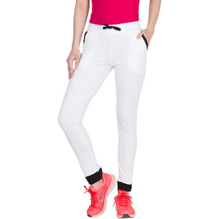Haoser Solid Cotton  Women White Trackpant