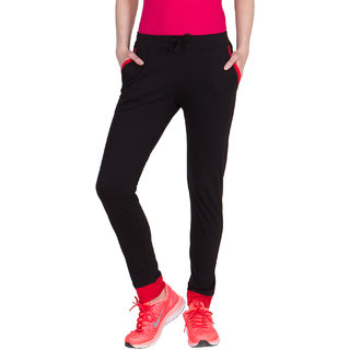 Haoser Black Cotton  Stylish Trackpant For Womens