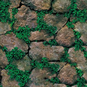 Jaamso Royals Brick Stone with Green grass - Stone Peel and Stick Wallpaper - Self Adhesive Wallpaper - Easily Removable Wallpaper - Use as Wall Paper, Contact Paper, or Shelf Paper(45 X 100 CM)
