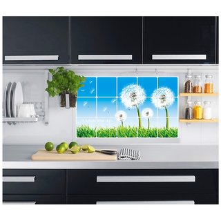                       Jaamso Royals Nature design Kitchen Protection Anti-Mark Oil Proof Easy Clean Plastic Wall Stickers Flowers Tiles Design Home Decor Aluminum Foil Heat-resistant Oilproof Art                                              
