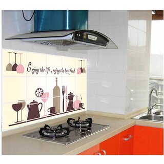                       Jaamso Royals kitchen cookery set Kitchen wall stickers self-adhesive resistant removable heat oil proof waterproof vegetable decal aluminum foil sticker,                                              