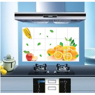                       Jaamso Royals Fruits Kitchen wall stickers self-adhesive resistant removable heat oil proof waterproof vegetable decal aluminum foil sticker,                                              