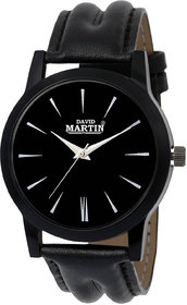 David Martin DMLT018 Round BLACK Dial Leather Men's Analog Watch Watch - For Men  Women