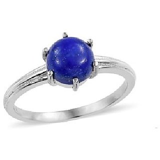                       Semi - Precious Stone Lapis Lazuli  6.25 Ratti Gemstone Ring Silver Plated By CEYLONMINE                                              