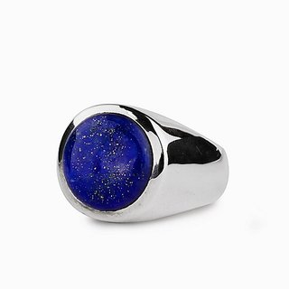                       CEYLONMINE- Lapis Lazuli Silver Plated Ring Certified & Astrological Gemstone Ring For Unisex                                              