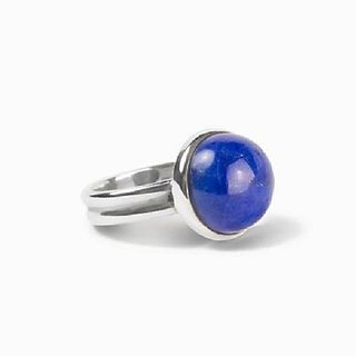                       4.25 Carat Natural Stone Lapis Lazuli Silver Plated Ring For Astrological Purpose By CEYLONMINE                                              
