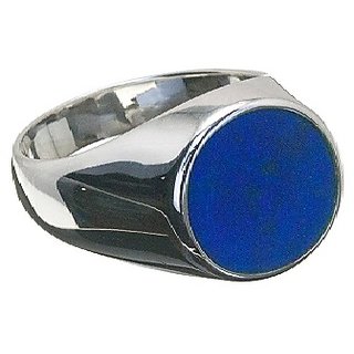                       Original & Natural Stone Lapis Lazuli 6.25 Ratti  Silver Plated Ring  For Unisex By CEYLONMINE                                              