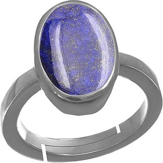                       CEYLONMINE- Lapis Lazuli Silver Plated Ring Certified & Astrological Gemstone Ring For Unisex                                              