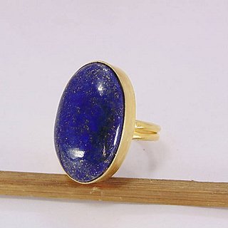                      Natural stone Lapis Lazuli Gold Plated Ring For Astrological Purpose By CEYLONMINE                                              