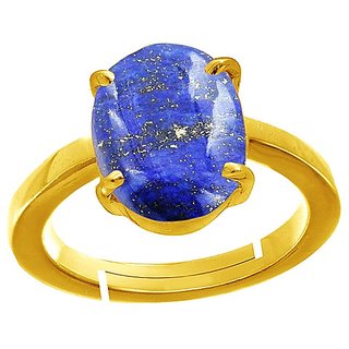                       5.25 Carat Natural Stone Lapis Lazuli Gold Plated Ring Original & Certified Stone  Ring By CEYLONMINE                                              