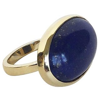                       Original & Natural Stone Lapis Lazuli 7.25 Carat  Gold Plated Ring  For Unisex By CEYLONMINE                                              