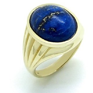                       CEYLONMINE- Lapis Lazuli Gold Plated Ring Certified & Astrological Gemstone Ring For Unisex                                              