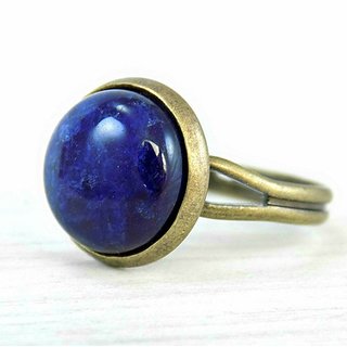                       Semi - Precious Stone Lapis Lazuli  6.25 Ratti Gemstone Ring Gold Plated By CEYLONMINE                                              