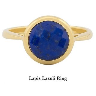                       CEYLONMINE- Lapis Lazuli Gold Plated Ring Certified & Astrological Gemstone Ring For Unisex                                              