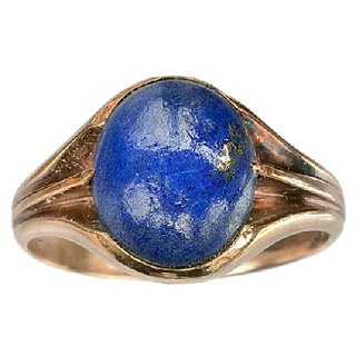                       CEYLONMINE- Lapis Lazuli 7.25 Ratti  Gold Plated Ring Certified & Astrological Gemstone Ring For Unisex                                              