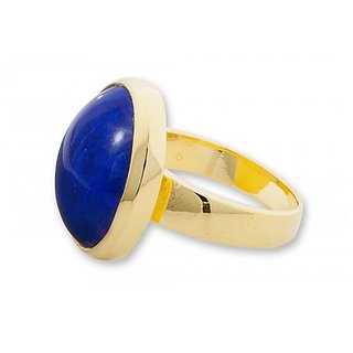                       Semi - Precious Stone Lapis Lazuli  6.25 Ratti Gemstone Ring Gold Plated By CEYLONMINE                                              