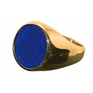                       CEYLONMINE- Lapis Lazuli Gold Plated Ring Certified & Astrological Gemstone Ring For Unisex                                              
