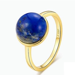                       Astrological Stone Lapis Lazuli 6.25 Ratti Gold Plated Ring Original & Natural Stone  Ring By CEYLONMINE                                              