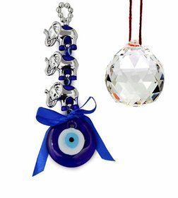 REBUY Vastu Feng Shui Evil Eye Wall Hanging with Crystal Ball for Good Luck Prosperity Success Health Wealth zodaic and