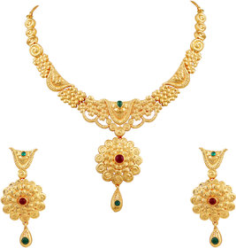 MFJ Fashion Jewellery Royal Brass Gold Plated choker Necklace Set For Women