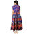 Frionkandy Sanganeri Jaipuri Print Cotton Blue A line Dress  SHKU1119