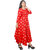 Frionkandy Sanganeri Jaipuri Print Rayon Red A line Dress  SHKU1113