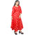 Frionkandy Sanganeri Jaipuri Print Rayon Red A line Dress  SHKU1113
