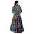 Frionkandy Sanganeri Jaipuri Print Rayon Blue A line Dress  SHKU1047