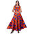 Frionkandy Sanganeri Jaipuri Print Rayon Red A line Dress  SHKU1072Red