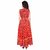 Frionkandy Sanganeri Jaipuri Print Cotton A line Red Fit And Flare Dress  SHKU1002