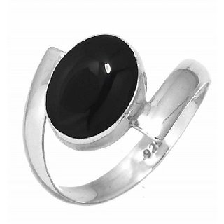                       7.25 Ratti NAtural Black Agate/sulemani Hakik Silver Plated Ring For Astrological Purpose By CEYLONMINE                                              