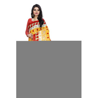                       SVB SAREE Yellow Red Colour Mysore Silk saree With Blouse piece                                              