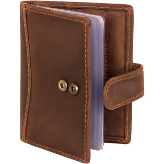POLLSTAR RFID Anti-theft Protection Oil pull-up Genuine Leather Front Pocket Card Holder for Men  Women (CH2003BN
