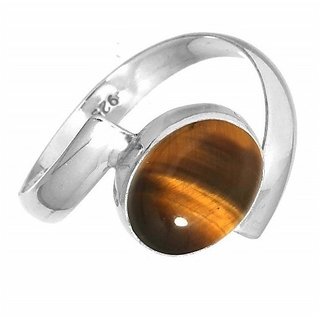                       Original Stone Tiger's Eye Silver Plated Ring Natural  Lab Certified Stone Tiger's Eye Ring By CEYLONMINE                                              