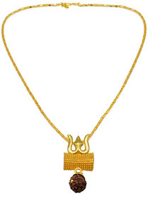 Men style  Loard Shiv Trishul Damru Locket Gold Brass Necklace Pendant