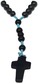 Men style  Jewelry Cross Handmade Merry Prayer Bead Rosary Black Blue Crystal Necklace Pendant